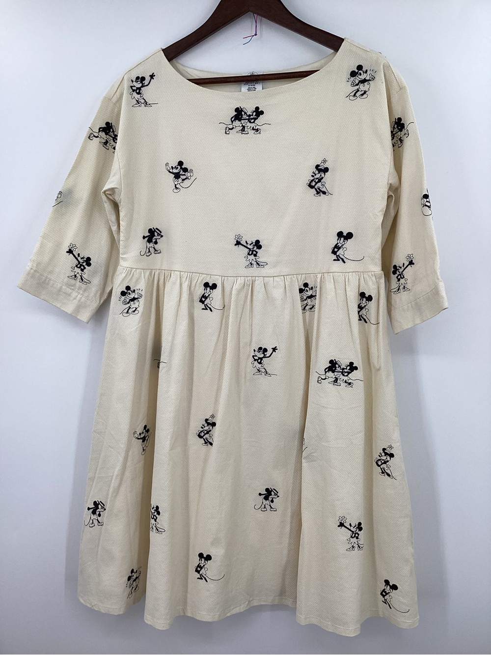 Disney Cream Mini Dress with Black Mickey Mouse Print